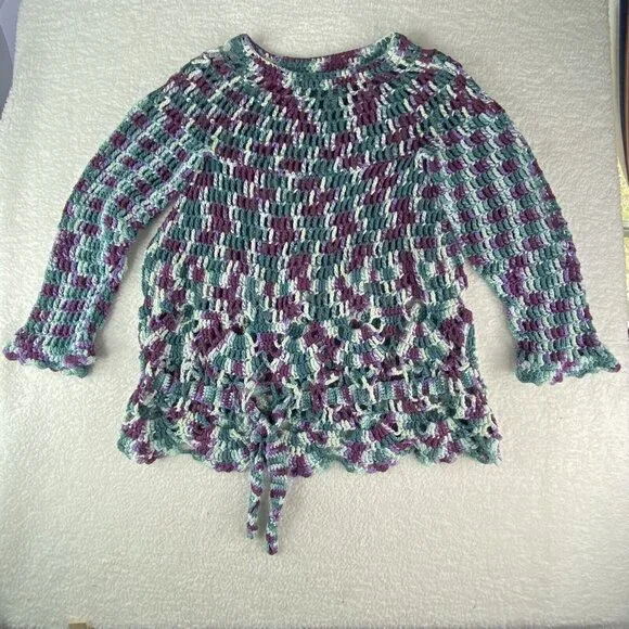Handmade Crochet Sweater Top Women S Multicolor Boho Festival‎ Hippie Fairycore - Picture 4 of 13